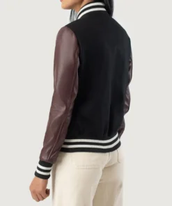 Women's Savant Maroon & Black Hybrid Varsity Jacket