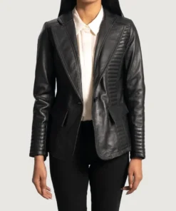 Women's Selina Black Leather Blazer