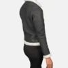Women's Sherilyn B-3 Black & White Leather Bomber Jacket