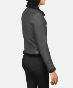 Women's Sherilyn B-3 Distressed Black Leather Bomber Jacket