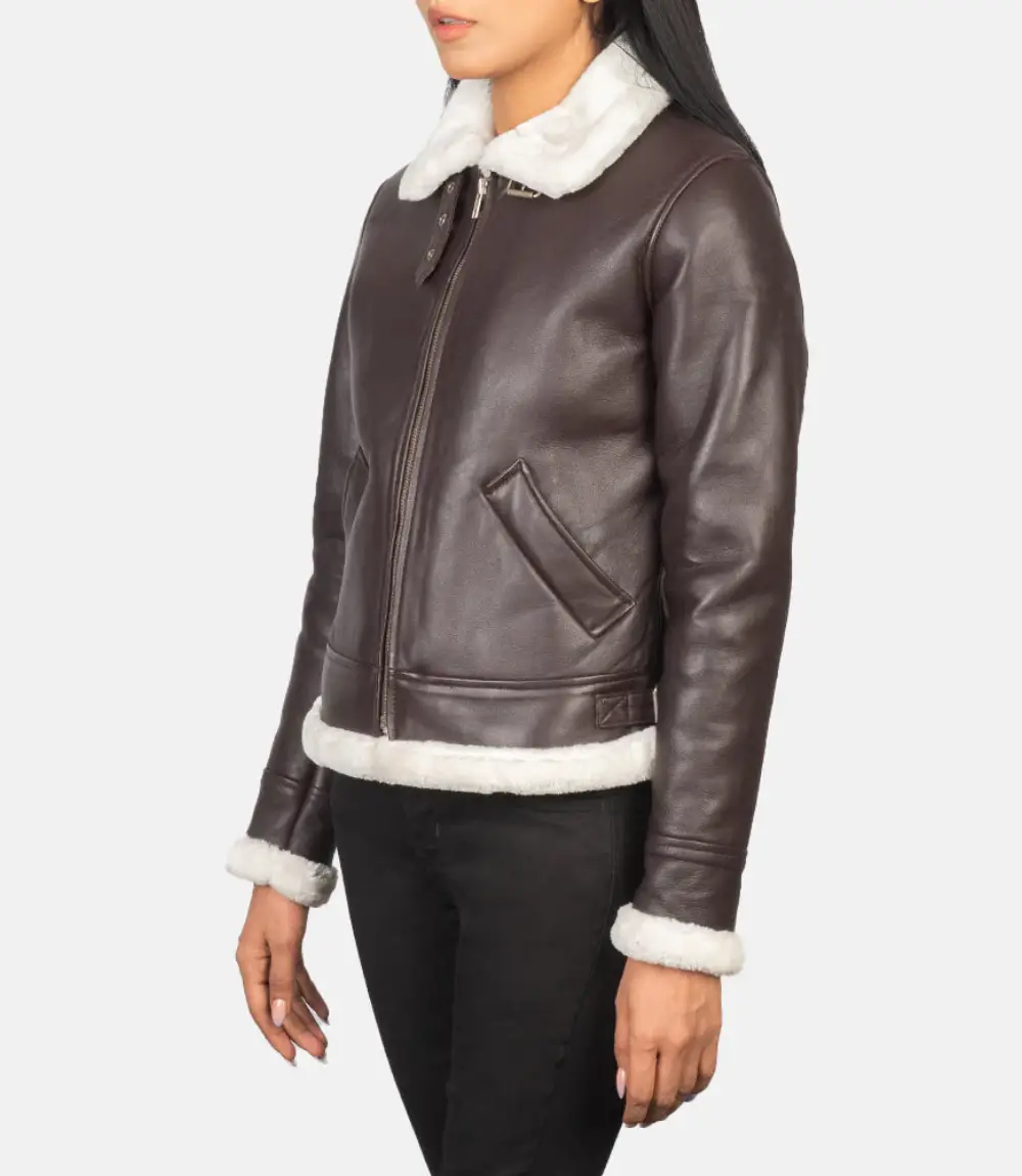 Sherilyn B-3 Maroon Leather Bomber Jacket