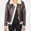 Women's Sherilyn B-3 Maroon Leather Bomber Jacket