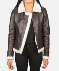 Women's Sherilyn B-3 Maroon Leather Bomber Jacket