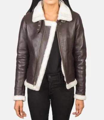 Women's Sherilyn B-3 Maroon Leather Bomber Jacket