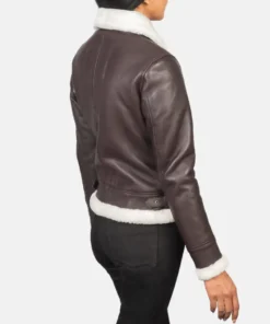 Women's Maroon Sherilyn B-3 Leather Bomber Jacket