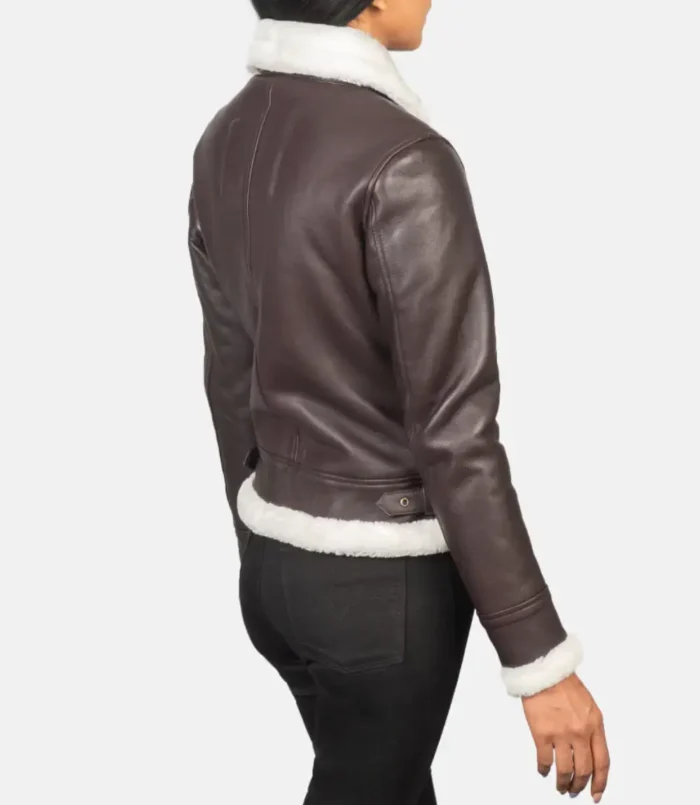 Women's Maroon Sherilyn B-3 Leather Bomber Jacket