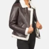 Women's Sherilyn B-3 Maroon Leather Bomber Jacket