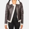 Women's Sherilyn B-3 Maroon Leather Bomber Jacket