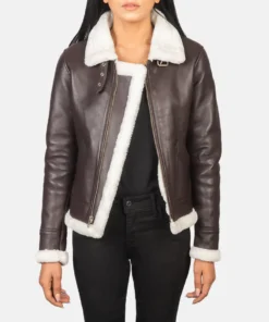 Women's Sherilyn B-3 Maroon Leather Bomber Jacket
