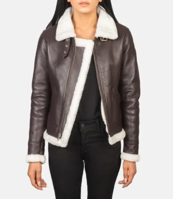 Women's Sherilyn B-3 Maroon Leather Bomber Jacket