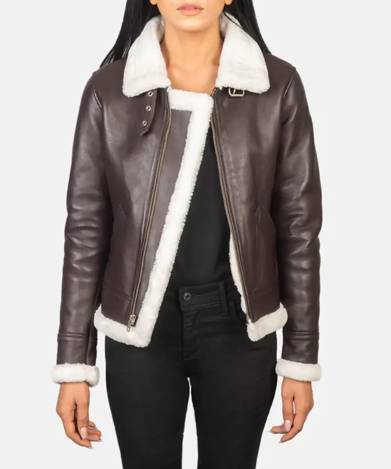 Women's Sherilyn B-3 Maroon Leather Bomber Jacket