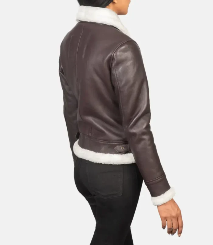 Women's Sherilyn B-3 Maroon Leather Bomber Jacket