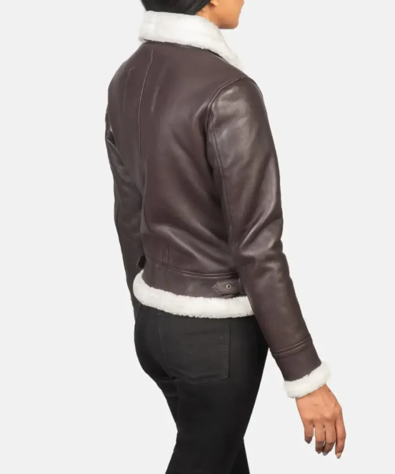 Women's Sherilyn B-3 Maroon Leather Bomber Jacket