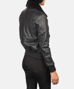 Women's Black Stella G-1 Leather Bomber Jacket