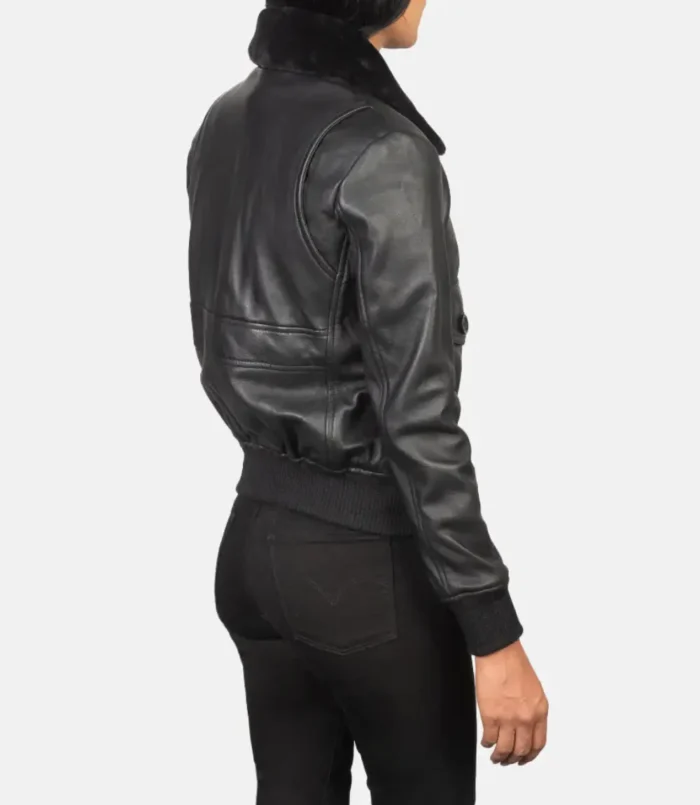 Women's Black Stella G-1 Leather Bomber Jacket