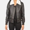Women's Stella G-1 Brown Leather Bomber Jacket