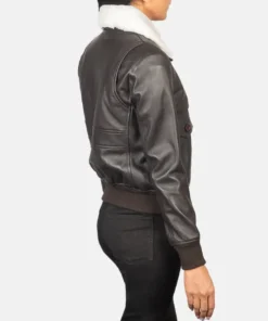 Women's Brown Stella G-1 Leather Bomber Jacket