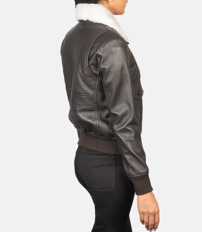 Women's Brown Stella G-1 Leather Bomber Jacket