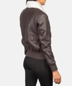 Women's Maroon Stella G-1 Leather Bomber Jacket