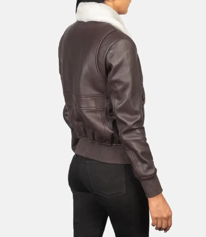 Women's Maroon Stella G-1 Leather Bomber Jacket