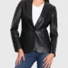Women's Stephnie Black Leather Blazer