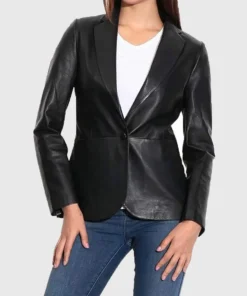 Women's Stephnie Black Leather Blazer