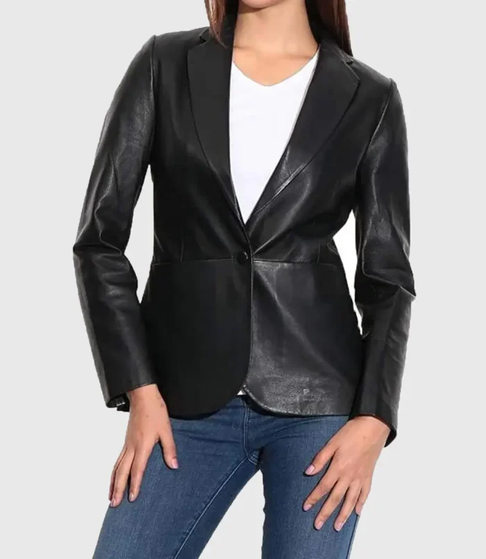 Women's Stephnie Black Leather Blazer