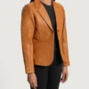 Women's Brown Cora Quilted Leather Blazer