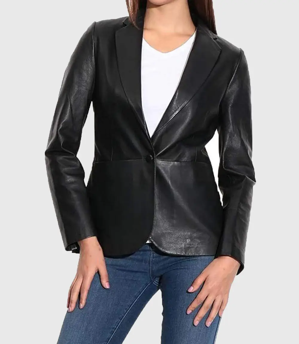 Women's Stephnie Black Leather Blazer