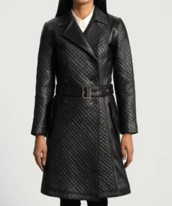 Women's Sweet Susan Black Leather Trench Coat