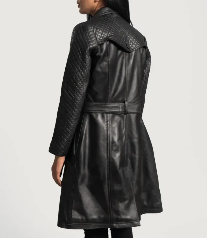 Women's Black Sweet Susan Leather Trench Coat