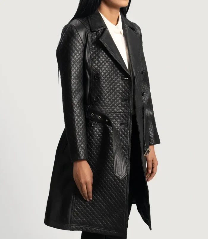 Women's Black Sweet Susan Leather Trench Coat