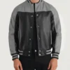 Men's Terrance Black & Grey Leather Varsity Jacket