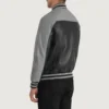 Men's Black & Grey Terrance Leather Varsity Jacket