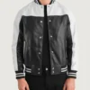 Men's Terrance Black & White Leather Varsity Jacket