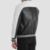 Men's Black & White Terrance Leather Varsity Jacket