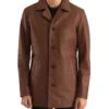 Men's Trench Brown Leather Coat