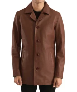 Men's Trench Brown Leather Coat
