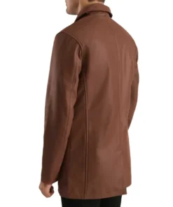Men's Trench Brown Leather Coat