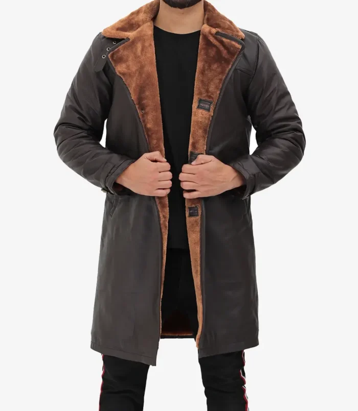 Men's Turlock Dark Brown 3/4 Vintage Shearling Coat