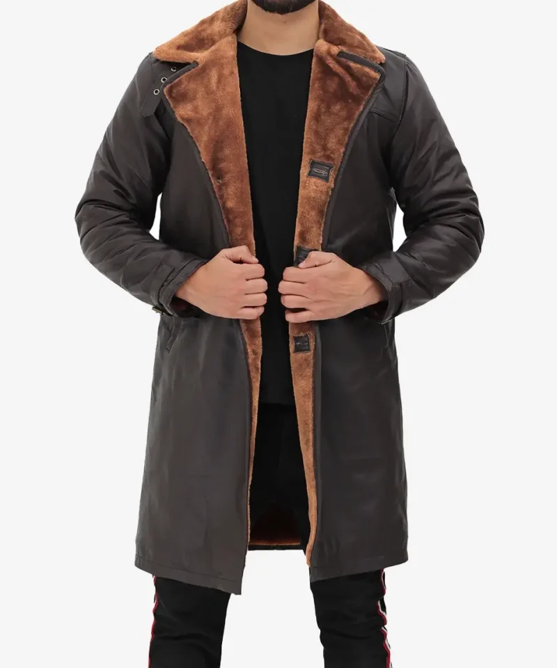 Men's Turlock Dark Brown 3/4 Vintage Shearling Coat