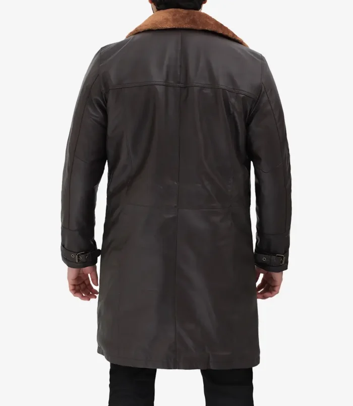 Men's Dark Brown Turlock  3/4 Vintage Shearling Coat