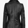 Women's Black Two Button Premium Leather Blazer