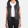 Women's Black Vanda Leather Biker Vest