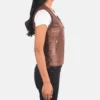 Women's Vanda Brown Leather Biker Vest