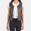 Women's Vanda Distressed Brown Leather Biker Vest