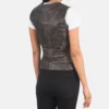 Women's Vanda Distressed Brown Leather Biker Vest