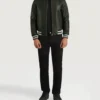 Men's Walton Green Leather Varsity Jacket