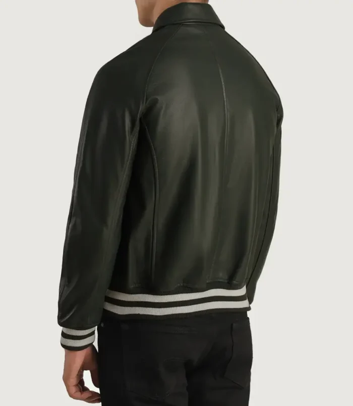 Men's Green Walton Leather Varsity Jacket