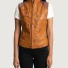 Women's Westina Tan Dye Leather Vest